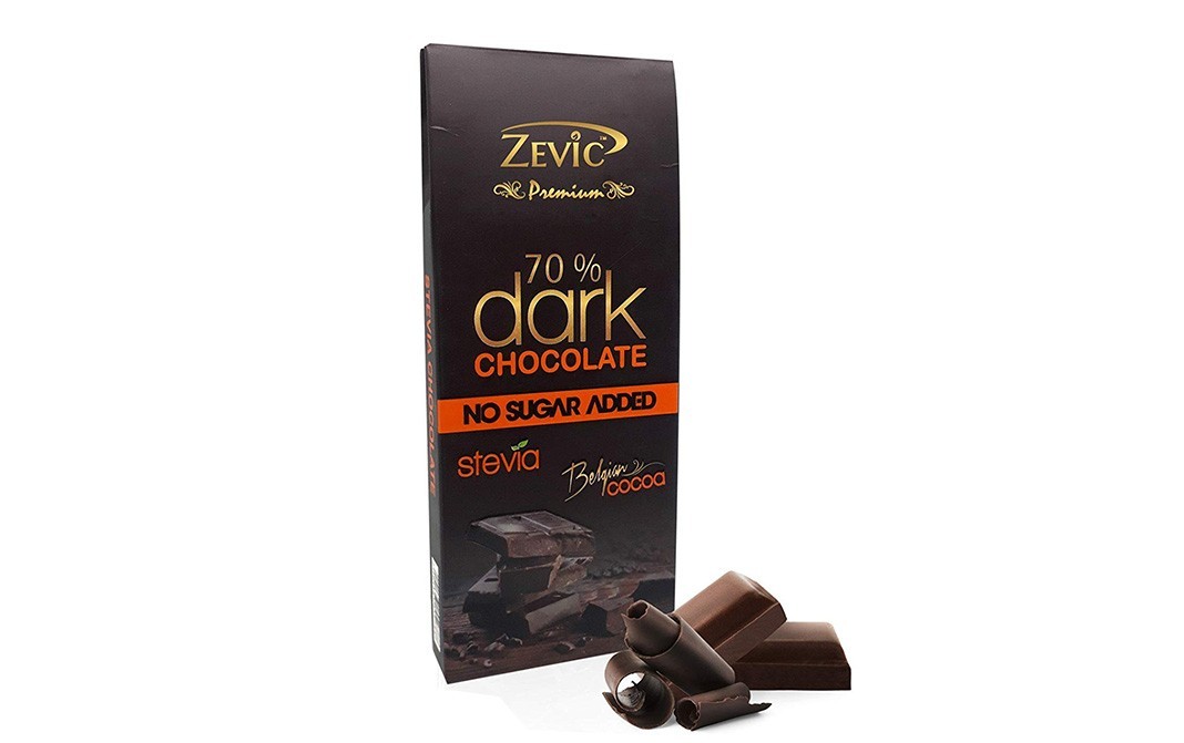 Zevic 70% Dark Chocolate Stevia Belgian Cocoa   Box  40 grams